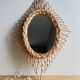 Vintage rattan mirror in star/diamond shape