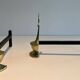 Paire de Chenets en Bronze Néoclassiques en Forme de Lampes Antiques à Anne