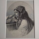 Old orientalist engraving - Gustav Richter - Late 19th century
