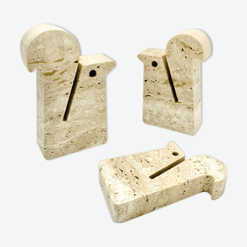 Family of 3 squirrels bookends in travertine fratelli Mannelli