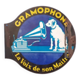 Old enamel plate gramophone the voice of his master radio marconi pathé