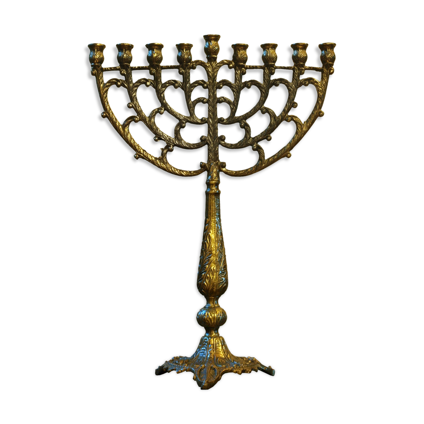 Menorah Hanukkah Brass Chandelier by Tamar