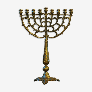 Chandelier Menorah Hanoukkia en laiton par Tamar