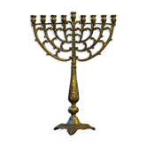 Menorah Hanukkah Brass Chandelier by Tamar