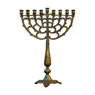 Menorah Hanukkah Brass Chandelier by Tamar