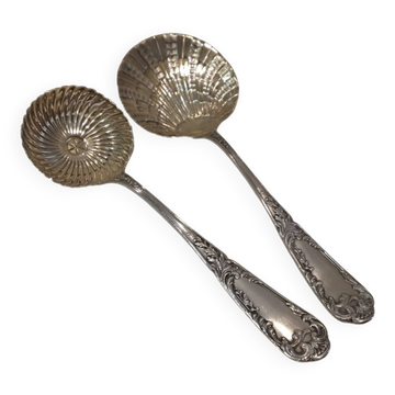 Service à fraises 2p argent 950 Minerve style rococo orfevre SAM