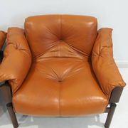 MP-13 armchair set by Percival Lafer in cognac leather.