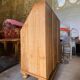 Antique English scriban secretary desk in solid pine.