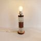 Swedish table lamp, made of what looks like rosewood and crystal glass.
