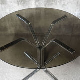 Dining table 1970 chrome and smoked glass