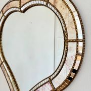 Large vintage Spanish Venetian-style wall mirror, brass, 1980s Hollywood Regency