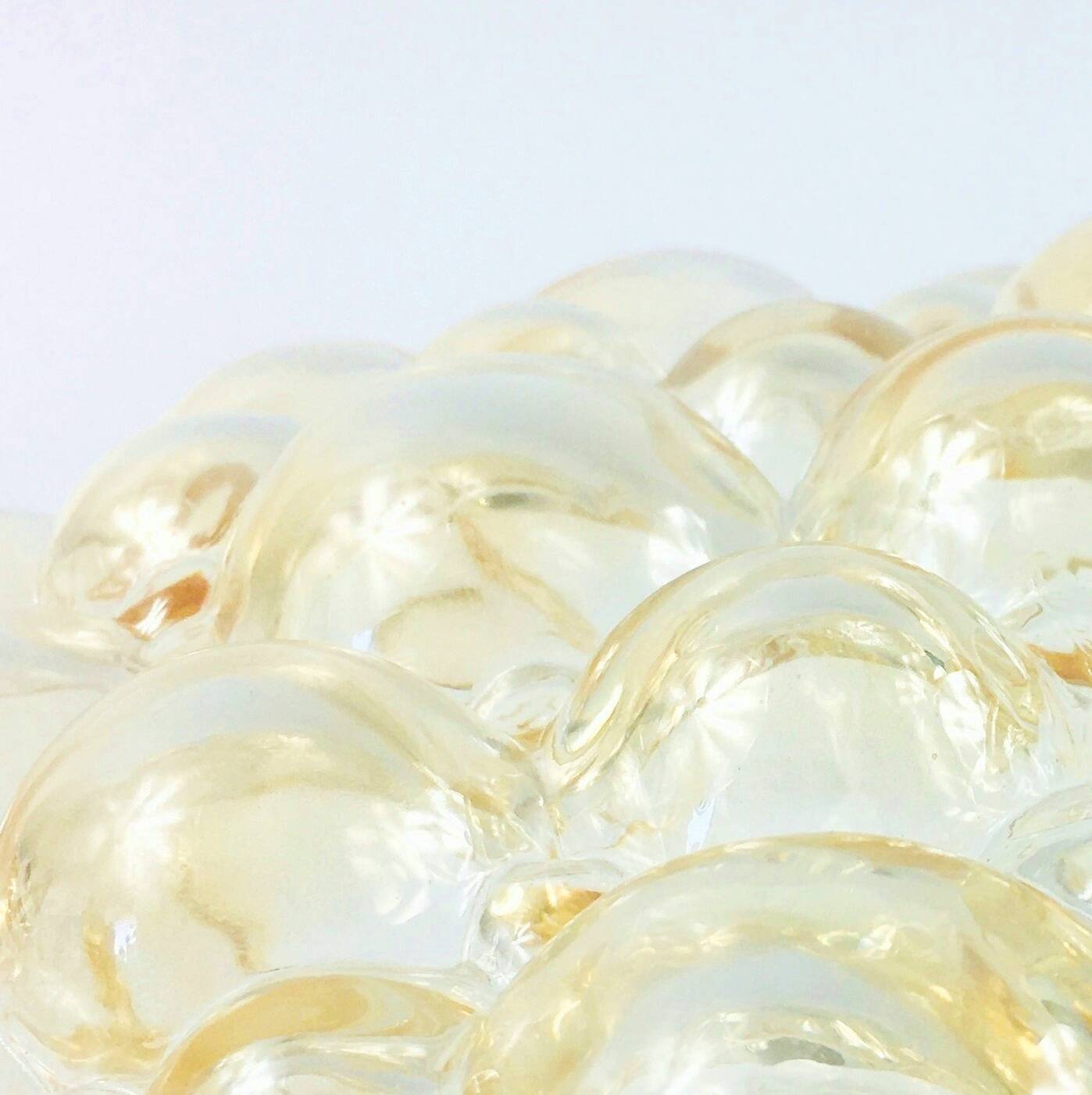 Large Amber Bubble Glass Ceiling Light by Helena Tynell for Limburg, 1960s