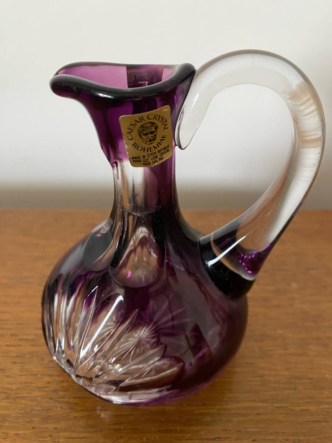 Vintage Czech Purple Crystal CAESAR Crystal Bohemiae Bottle Jug