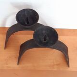 Duo of vintage brutalist candlesticks