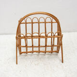 Mid century rattan magazine rack by Jan Kalous for ÚLUV, 1960´s, Czechoslovakia