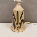 Large ceramic table lamp in beige with "straw" motifs