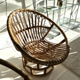 Pair of rattan shell armchairs, 1960s
