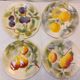 Set of 4 plates in St Clément Barbotine - Majolica - Fruits