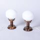Art Deco Table Lamps in Beech and Opal Glass, Czech, 1930s, Set of 2
