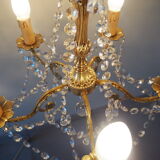 Bronze chandelier and crystal pendants – 5 lights