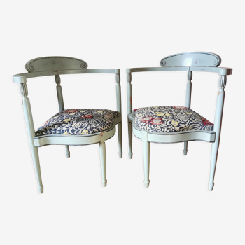 Pair of vintage corner chairs restyled