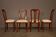 Upholstered damask table and 4 cherry chairs from the 80s
