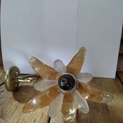 Applique brass tulip petal flower glass orange old vintage dp 0522020