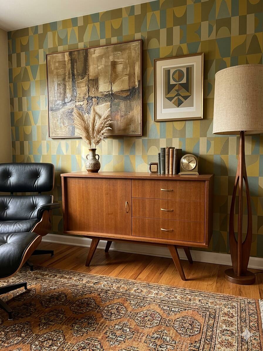 Vintage oak enfilade from the 1960s.