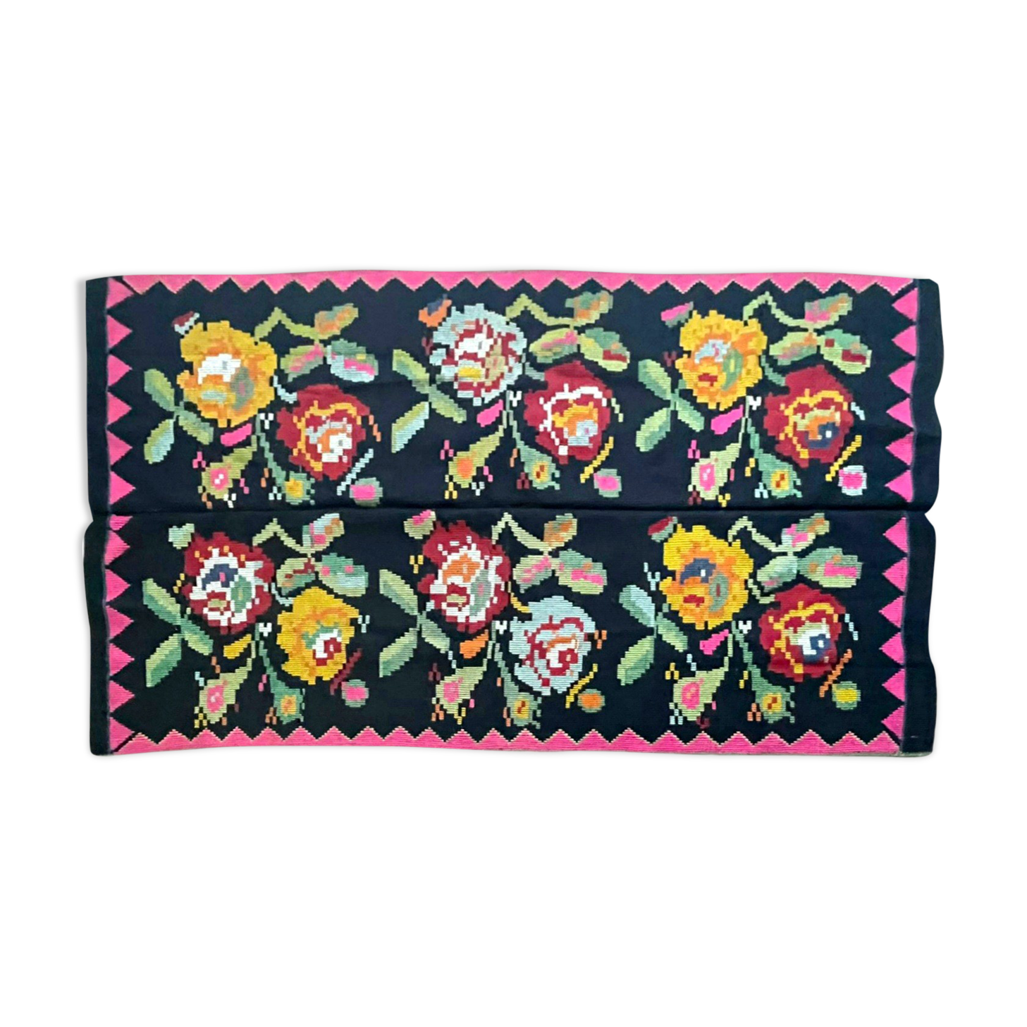 Romanian vintage carpet with delicate flowers 258x138cm