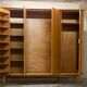 Scandinavian wardrobe 1960 honey color 4 doors L 205 cm