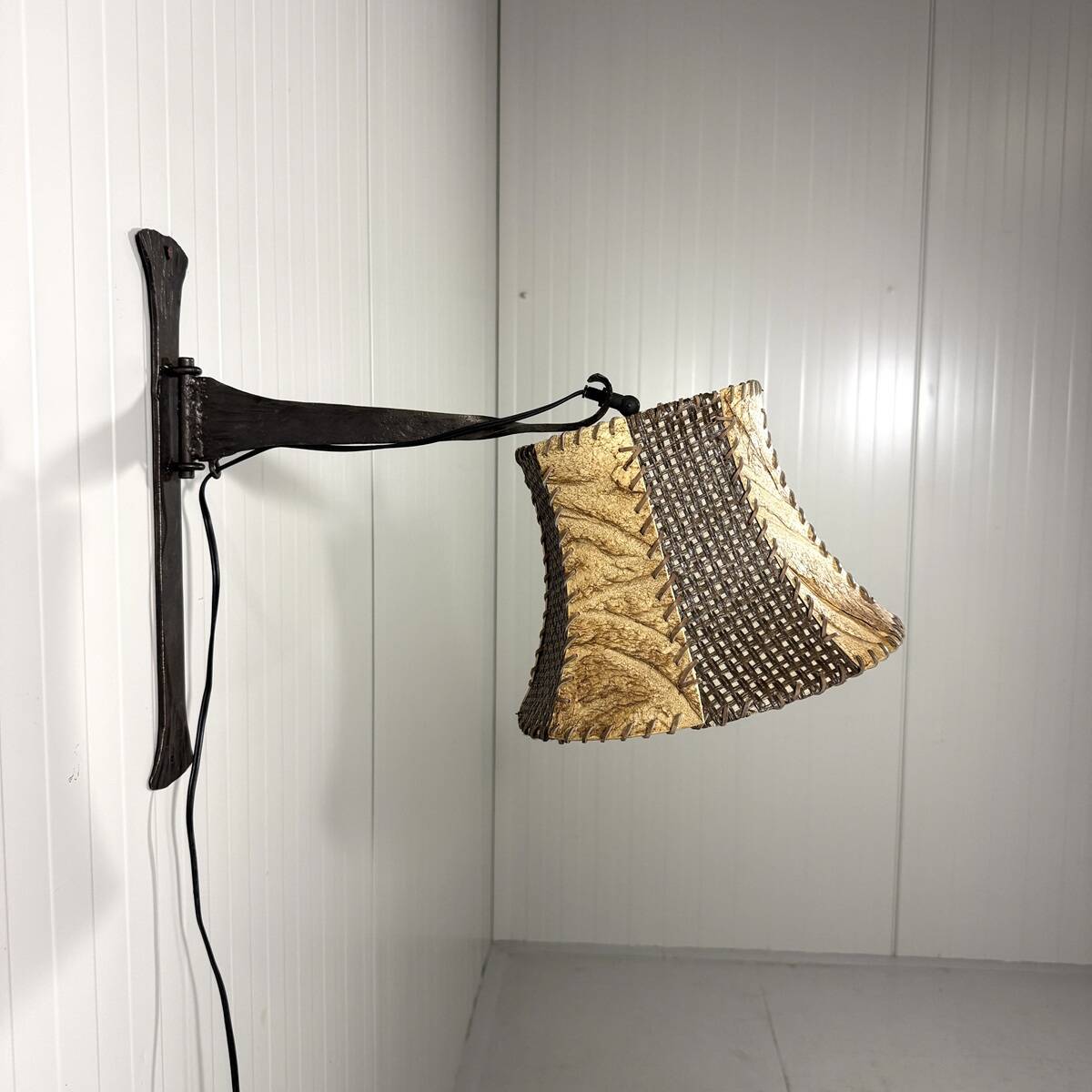 Brutalist wrought iron wall lamp 1970’s