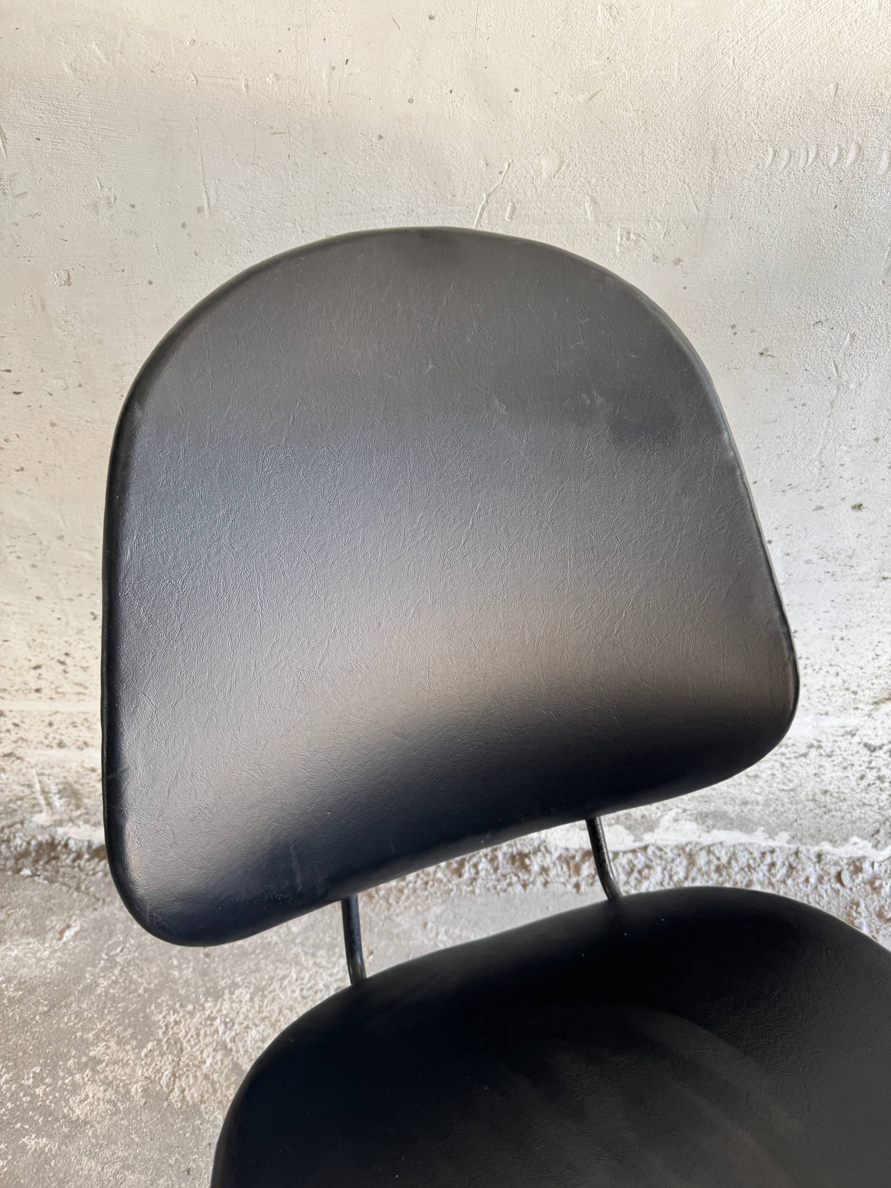 Set of 2 Black Leatherette Lounge Chairs Model 301 by W.h. Gispen — Metal Base, 1950s