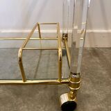 Hollywood Regency Lucite and Brass Bar Cart, 1980s