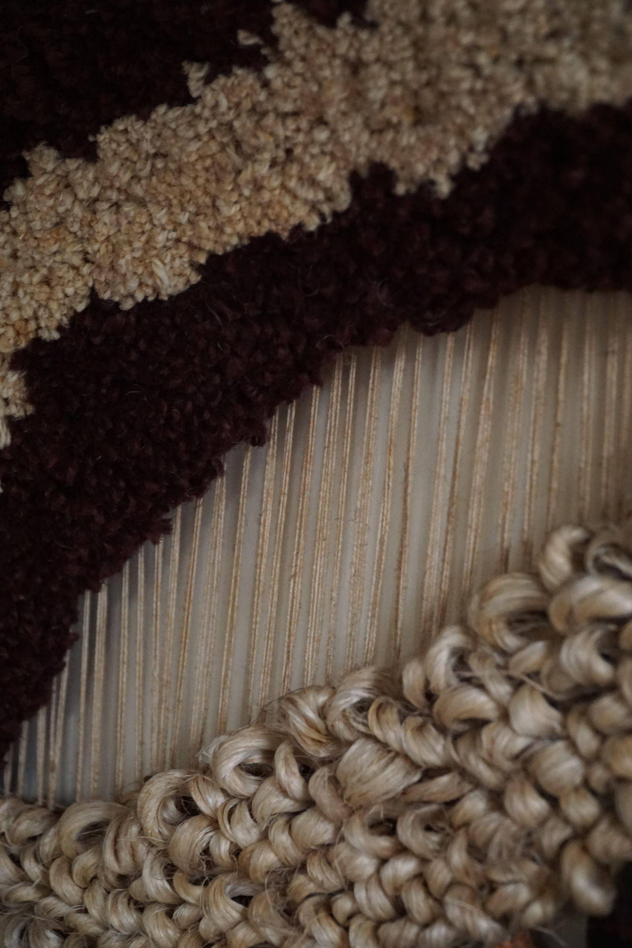 Handmade vintage bohemian jute rug, made in India, late 20th century.