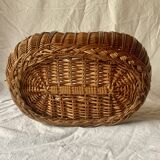 Ancien panier en osier tressé et scoubidou