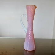 Vase, soliflore stelvia glass, italy, pink, orange and opalescent, 1960s
