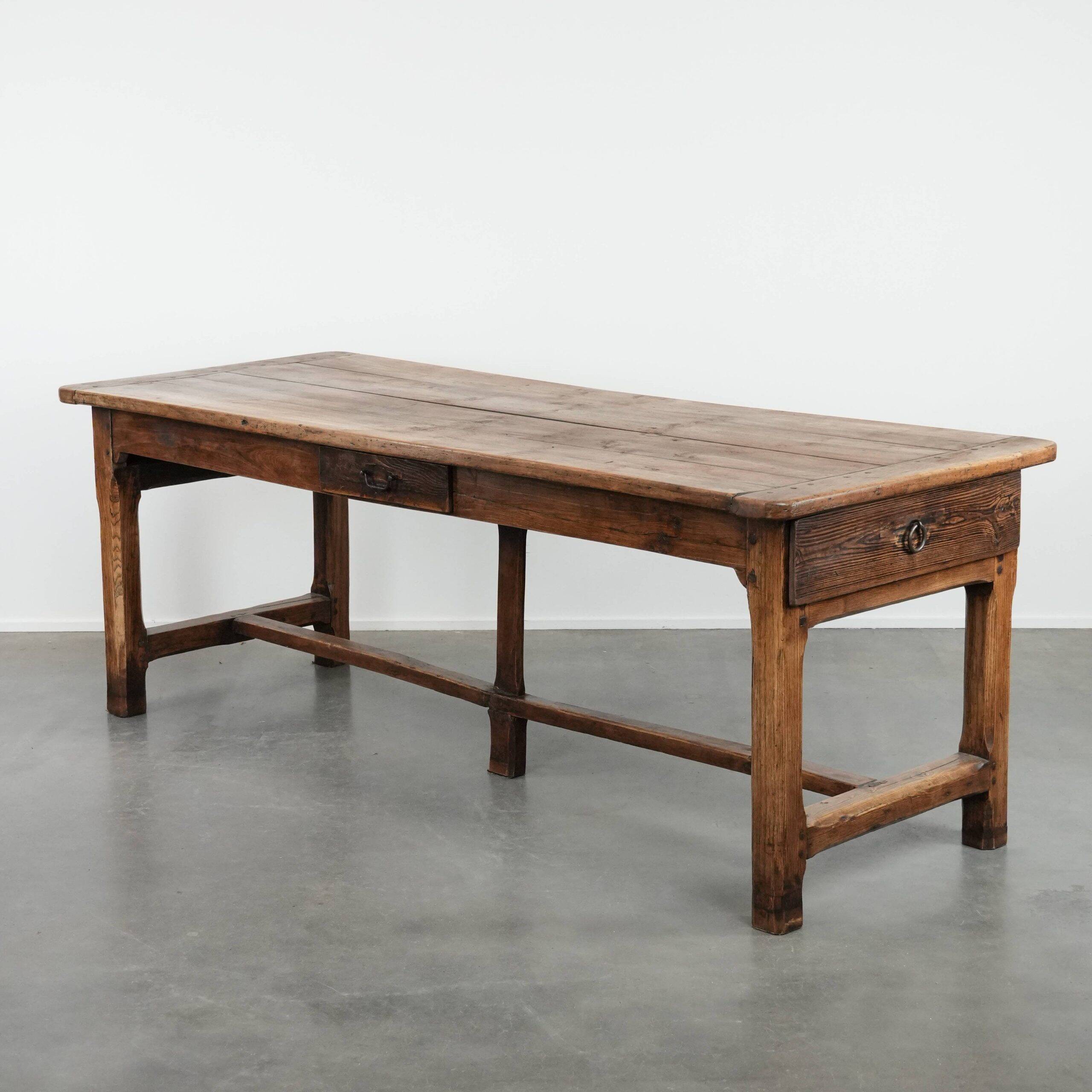 Antique French dining table made of fruitwood  from the late 18th century