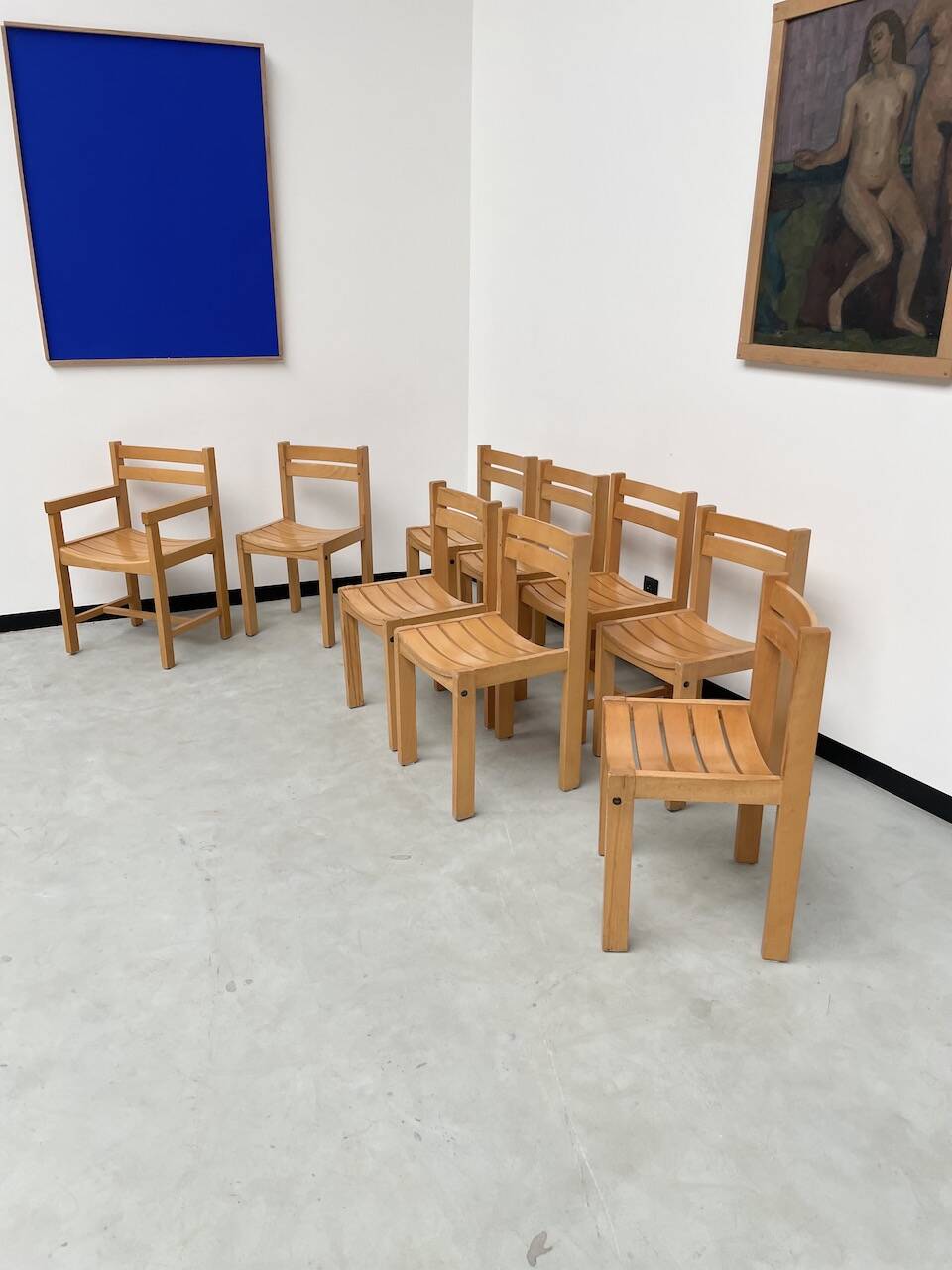 Beech chairs from the 1980s, Sornay.