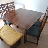 Set square table 6/8 people + 4 chairs + 2 benches