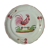 St. Clement Luneville decor plate with coqe a la barriere and cherries 19 eme