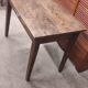 Small rustic children's table in old oak wood with drawer and shell handle