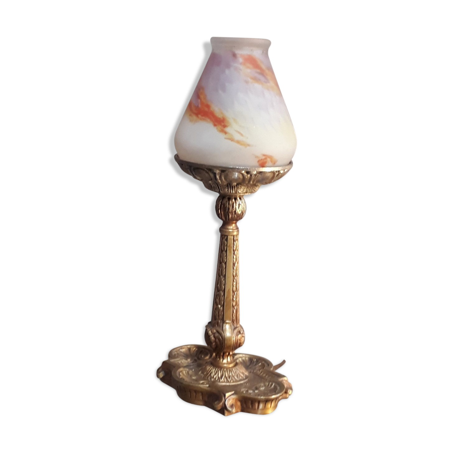 Art nouveau bronze foot lamp