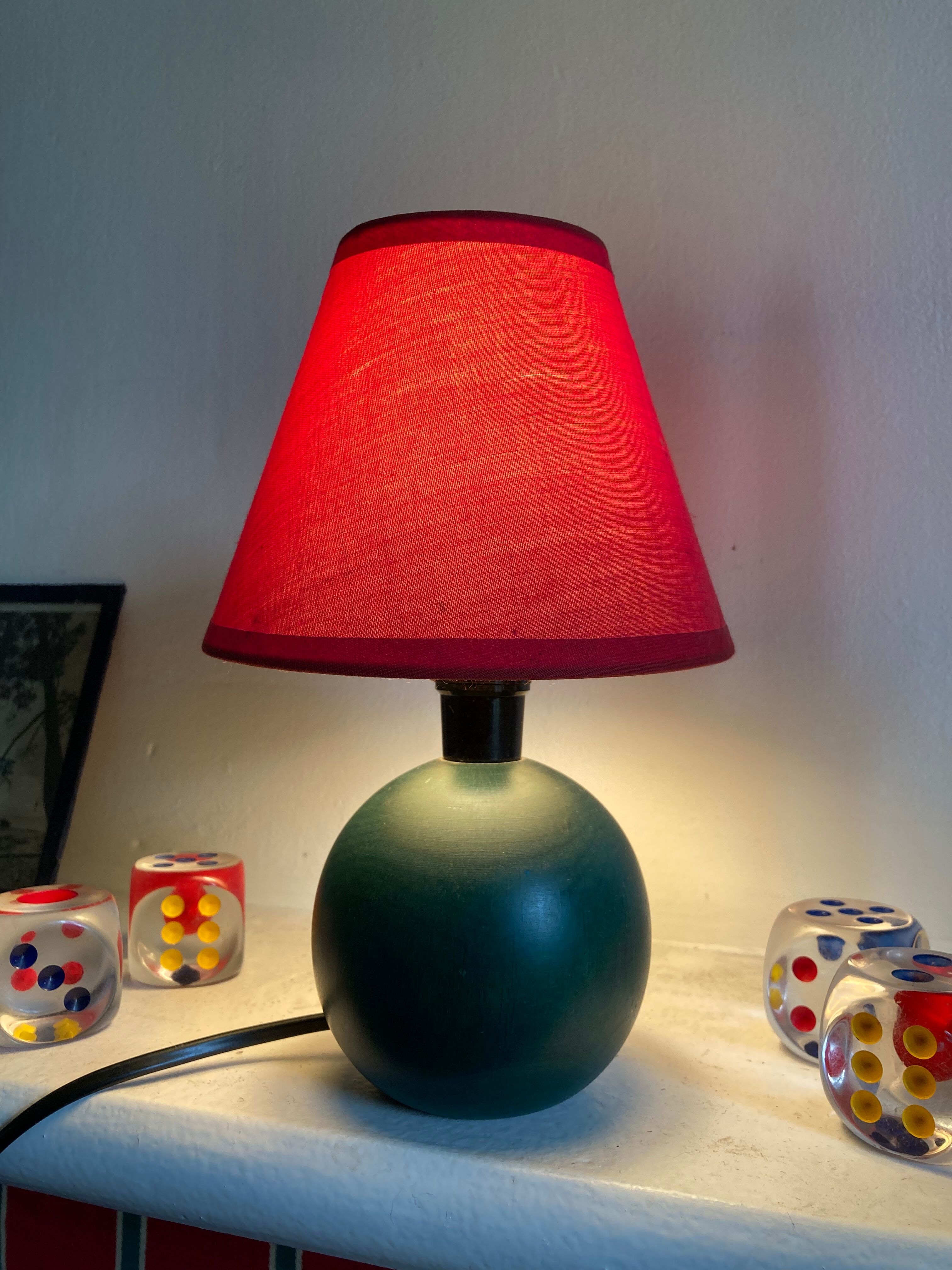 Lamp 80s in vintage green wood