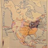 Carte de géographie ancienne / carte d'école Amérique du Sud Amérique du No