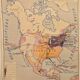 Old geography map / school map South America North America