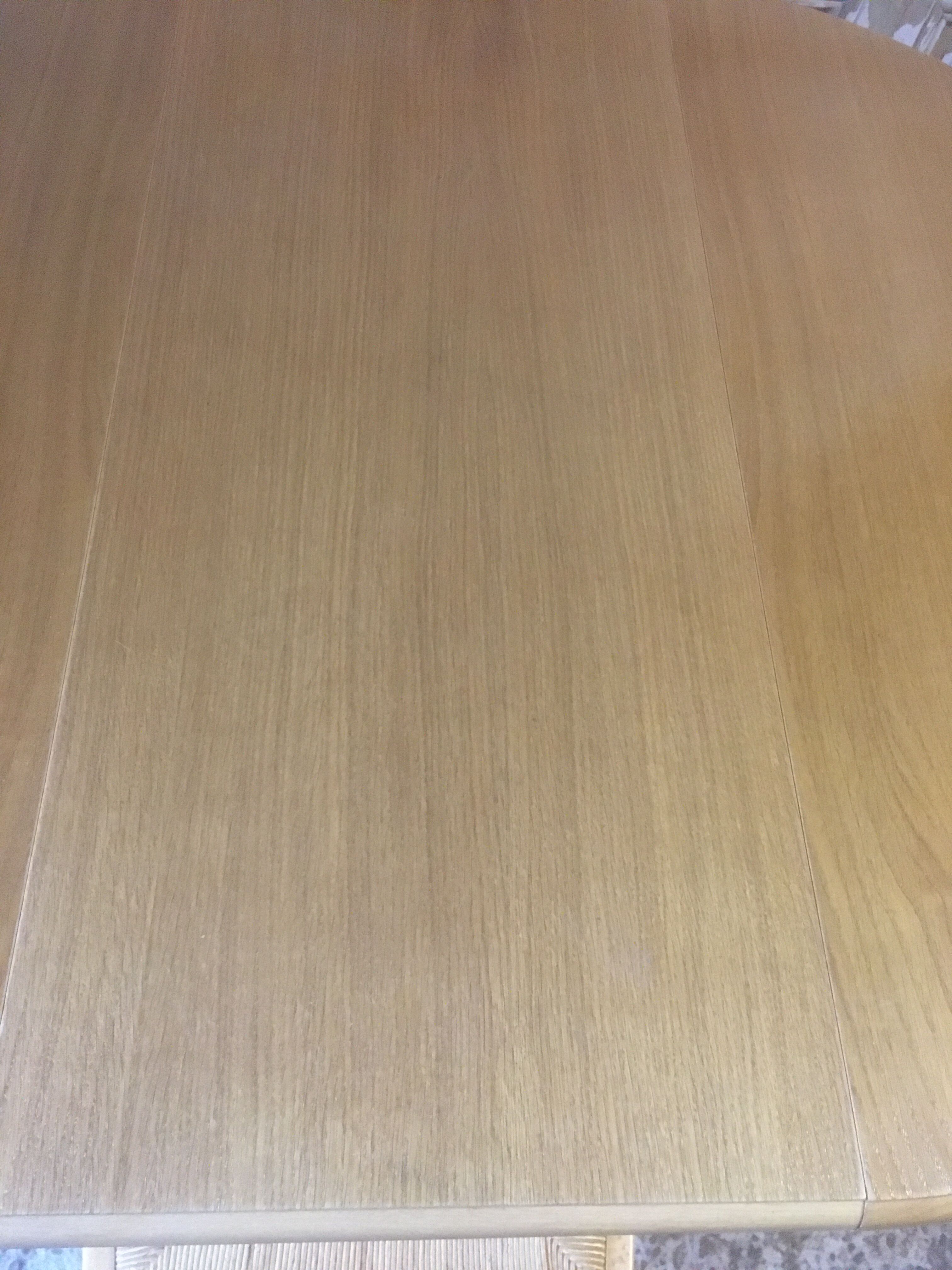 Round table & 4 rush-seated chairs in oak and beech