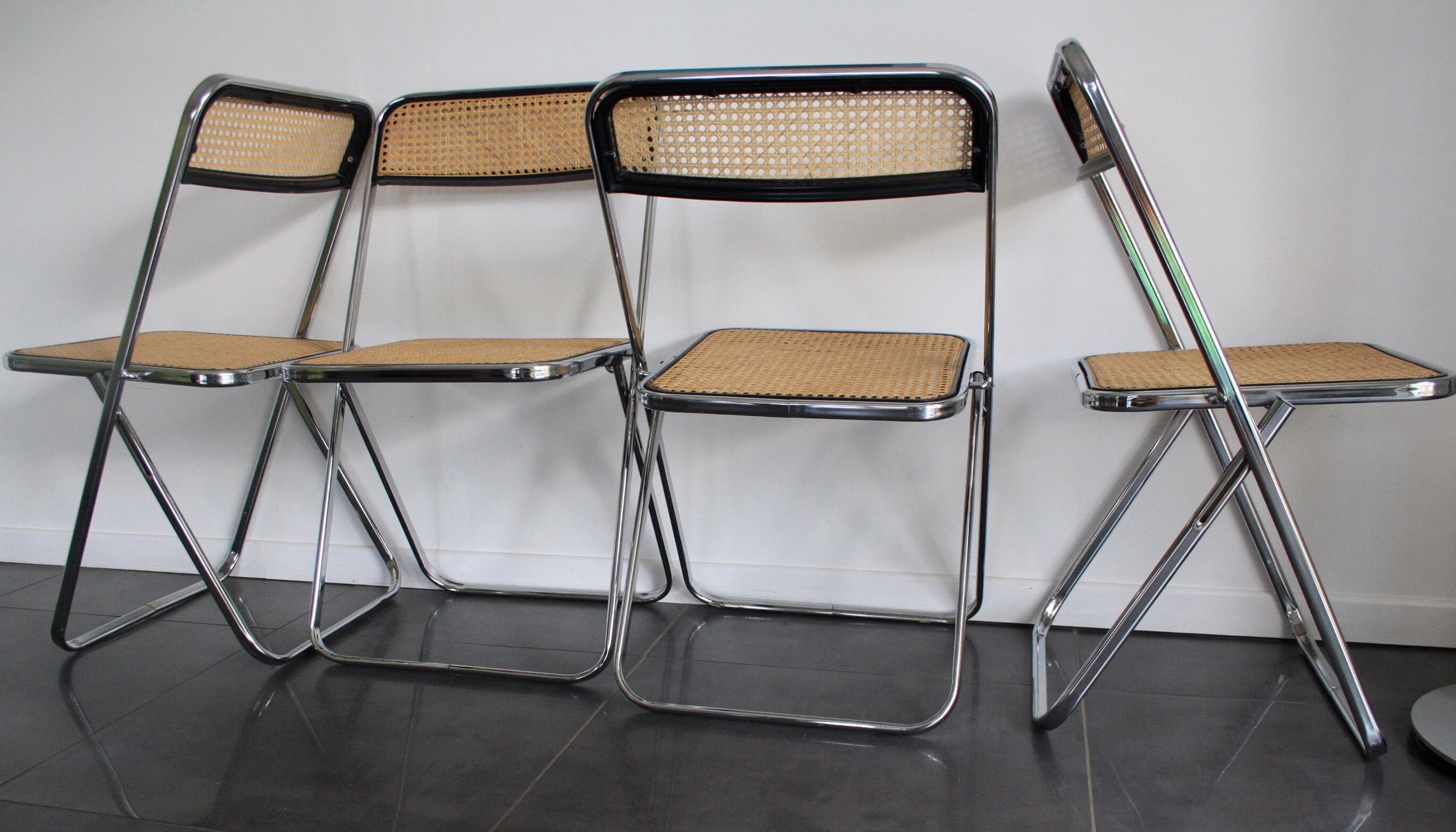 Set of 4 folding cane chairs