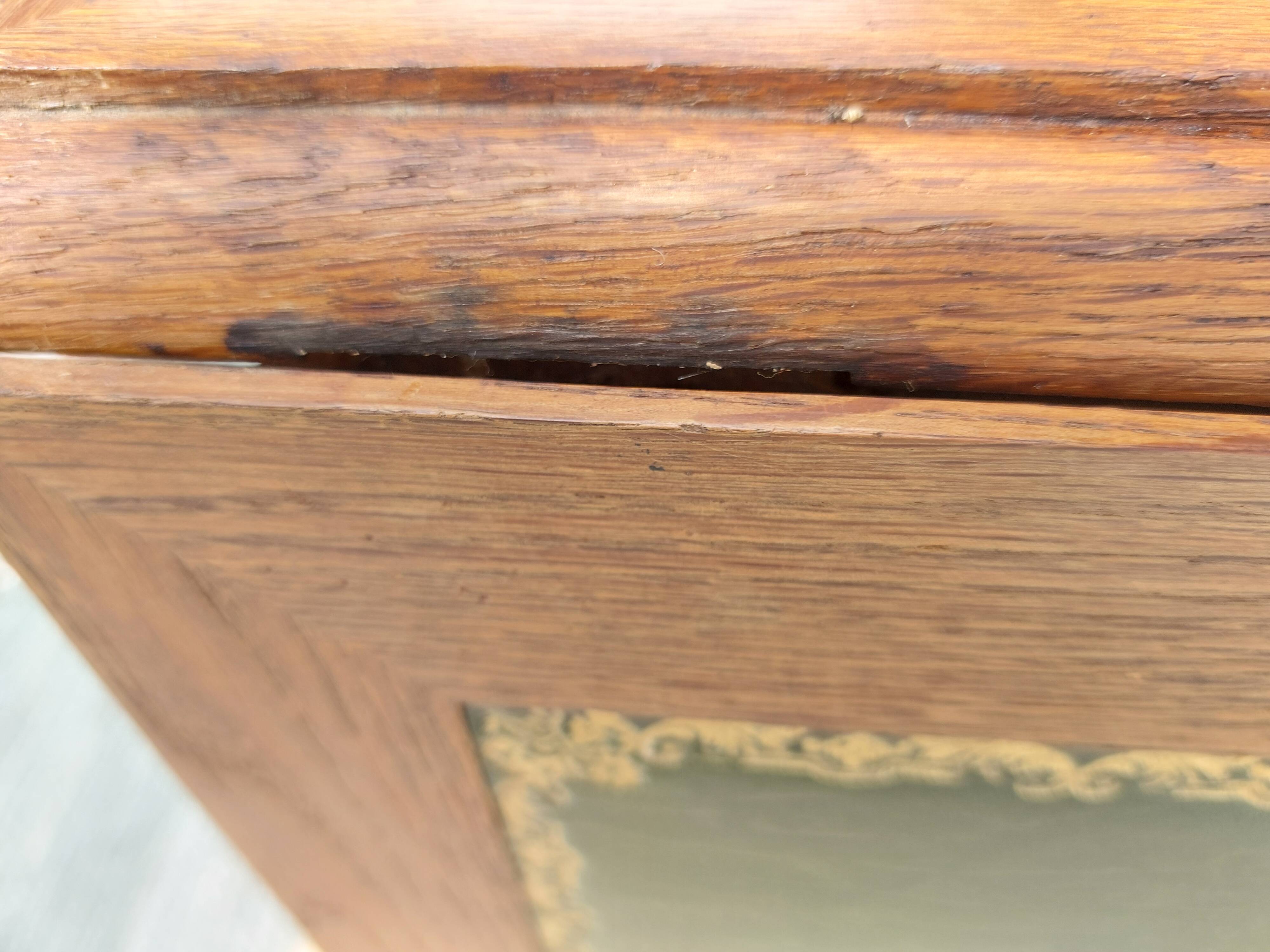 solid wood desk, leather top and extension