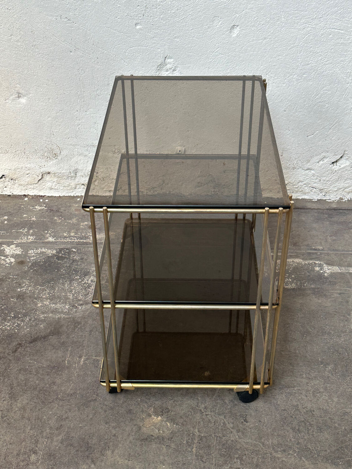 Gold-plated metal serving cart