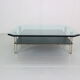 B&B Italia 'Diesis' Two-Tier Glass and Leather Coffee Table by Antonio Citterio